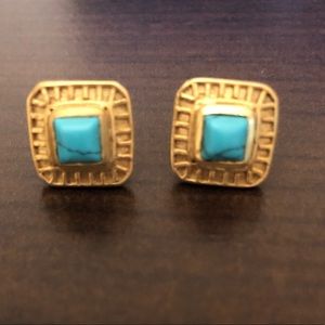 Julie Vos Turquoise and Gold Stud Earrings